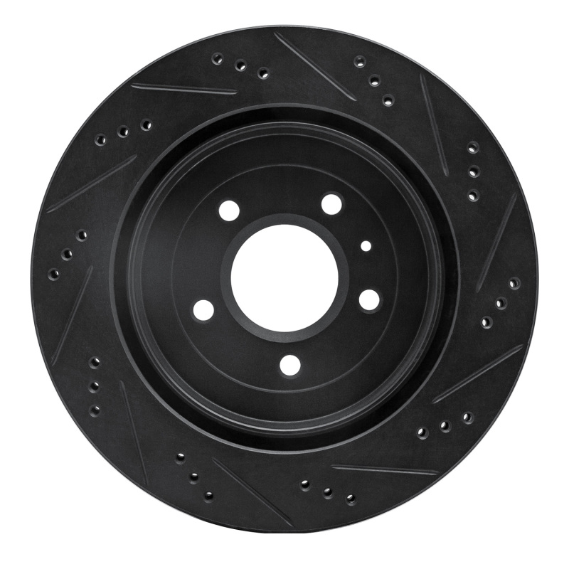 Cadillac STS Brake Rotor (1) - Rear Left - R1 Concepts - Drilled & Slotted - Black - `05-`11
